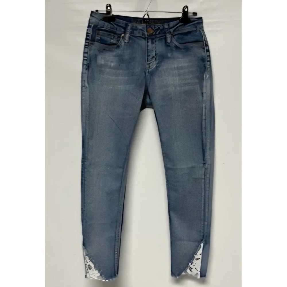Rampage Skinny Sophie Mid Rise Jeans Women's Blue Acid Wash Cotton Blend 9 LACE